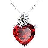 Geschenke Valentinstag Rot Anhänger Granat Silverglas Herzkette 925 Halsketten Ritzel Halskette...