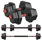 SONGMICS Hantelset, Hanteln mit Verbindungsstange, Hexagon, Kurzhantelset, 20 kg, für Workout,...