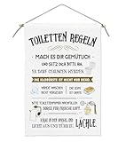GREENWR Toiletten Regeln Wandbehang Stoff für WC - Toilette Tapisserie Wandteppich mit Holz...