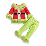 SANSIWU Baby Jungen Mädchen Weihnachten Monster Kostüm Pelzbesatz Langarm Jumpsuits Strampler...