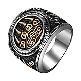 JewelryWe Wikinger Bärenklaue Ring Herren: Vintage Edelstahl Herren-Ring Nordisch Bär Klaue...