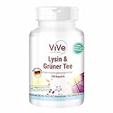 L-Lysin & Grüner Tee Extrakt - 100 vegane Kapseln, 400mg / 200 mg, - Polyphenole und EGCG,...