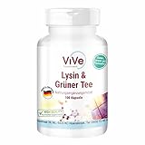 L-Lysin & Grüner Tee Extrakt - 100 vegane Kapseln, 400mg / 200 mg, Polyphenole und EGCG,...