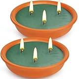 2x Citronella Kerze Outdoor, Outdoor Kerze in Terrakotta-Schale, Zitronella Kerzen Draußen mit...