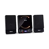 auna Microstar - Microsystem, Vertikalanlage, CD-Player, Bluetooth, Stereo-Lautsprecher, USB-Port,...
