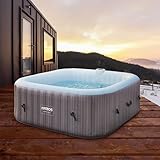 Arebos Spa Whirlpool 2400W | In-Outdoor Pool | für 6 Personen 185x185cm | 130 Massagedüsen | 910 L...