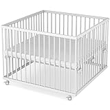 Sämann Laufstall Baby 100x100 cm mit Matratze | TÜV geprüft 2023 | stufenlos höhenverstellbar |...