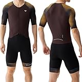 MY KILOMETRE Herren Triathlon Anzug – Einteiler Kurzarm Trisuit Schnelltrocknend Atmungsaktiv mit...
