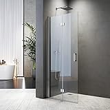 Walk in Dusche Duschwand 120x195 cm Falttür Dusche Duschtrennwand 6mm ESG-Sicherheitsglas Nano...