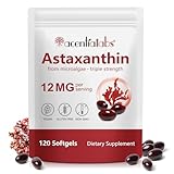 Astaxanthin 12mg Ergänzungen, 120 Softgels Premium Astaxanthin Antioxidans Ergänzungen...