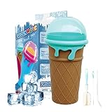 Slushy Maker Becher, Slushie Cup, 500ml Silikon Squeeze Cup mit 2 in 1 Strohhalm und Löffel,...