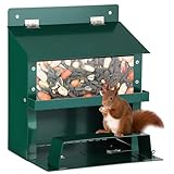 Eichhörnchen-Futterstation für den Außenbereich mit Metall-Picknicktisch, wasserdichtem Dach und...