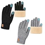 Vinuwu 2 Paar Winterhandschuhe Damen Herren, Touchscreen Handschuhe, Warm Fleece Thermo...