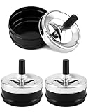 QWORK® 3 Stück Aschenbecher Aschenbecher mit Deckel, Moderner Drehaschenbecher Windaschenbecher,...