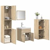QJBSAVVA 5-TLG Badmöbel Set Sonoma Eiche Holzwerkstoff 41x38,5x46 cm Waschbeckenunterschrank mit...