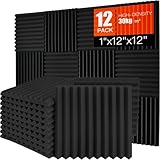 Saiqiang 12 Pack Akustikschaumstoff, Akustikschaumstoff Platten Wand Schalldämmung Akustikpaneele...