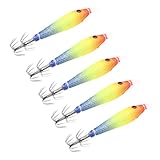DOSERTY 5 Stück Tintenfisch, Tintenfisch, Hülsen-Haken, Jigs, Köder, leuchtend Blasrohr,...