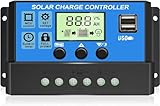 [Verbessert] 30A Solarladeregler 12V/24V Solar Ladegerät Controller, PWM Solarpanel Intelligente...