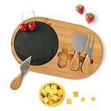 RUCUDIM Käsebrett Holz Käseplatten Käsebretter Servierbrett Charcuterie Platte Cheese Board mit 3...