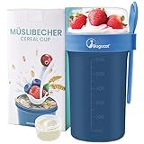 Bugucat Müslibecher to Go 760ml+230ml, Joghurtbecher to Go mit Dressing Behälter Müsli to go mit...