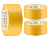 3 x Colorus PVC-Schutzband PLUS | Putzband 50 mm x 33 m gelb gerillt | Klebeband für Innen und...