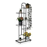 Relaxdays Blumenregal, 6 Ablagen für bis zu 7 Blumen- & Pflanzentöpfe, Metall, Pflanzentreppe,...