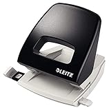 Leitz Büro Locher aus Metall, Für 25 Blatt, Anschlagschiene mit Formatangaben, Ergonomisches...