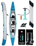 BEYOND MARINA aufblasbares Kajak für 3 Personen, Drop-Stitch Tandem Kayak Set für Erwachsene mit...
