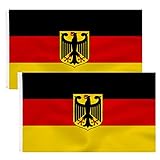 2pcs Deutschland Fahne mit adler 90 x 150 cm - Deutsche Flagge Polyester leuchtenden Farben mit...
