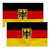 2pcs Deutschland Fahne mit adler 90 x 150 cm - Deutsche Flagge Polyester leuchtenden Farben mit...