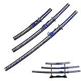 FullTang Blue Japanese Katana 3er Set Samurai Schwert, 1045 Medium Carbon Steel