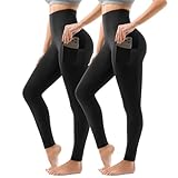 Sanpetix Sport Leggings Damen High Waist, Sporthose Damen Lang Mit Taschen Für Gym Yoga 2er Pack...