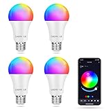 Lepro Farbwechsel E27 LED Lampe [4 Stück], Bluetooth APP-Steuerung 9W Dimmbar Birne, RGB &...