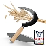 ALBAJ Rundsichel mit Holzgriff - traditionelle scharfe Sichel - nachhaltige Handsense 35x22 cm-...