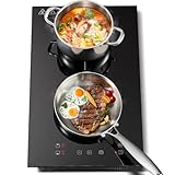 KICHPOWER Induktionskochfeld 2 Platten 3300W, Induktionsplatte Doppelt Einbau 30cm, Touch-Steuerung,...