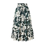 Generisch RöCke Damen Hohe Taille Sommerrock Elegant Midi Rock Leicht und Luftig Elastic Flowy Boho...