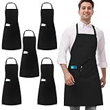 umboom 5 Stück Schwarze Kochschürzen Set, Gastronomie Schürzen für Männer und Damen,...