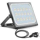 papasbox 100W LED Flutlicht Flutlichtstrahler Strahler Scheinwerfer, LED Fluter Baustrahler mit...