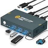 USB 3.0 KVM Switch HDMI 2 Port 4K@60Hz, KVM Switches für 2 PC 1 Monitor Mit 3 USB3.0 Ports,...