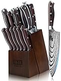 SHAN ZU Messerset 16 teilig, Japanisches Küchenmesser Set mit Block, Ultrascharfes Messerset für...