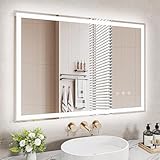 Badezimmerspiegel Led Badspiegel, Speicherfunktion, Touch-Schalter, Druckknopf, Dimmbar, 3...