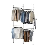 SoBuy Teleskop Kleiderständer, robuster Kleiderstange, verstellbarer offener Kleiderschrank für...