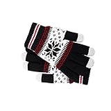 lopituwe Weihnachtshandschuhe mit Schneeflocken Print verdicken winterliche hautfreundliche...