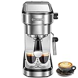 Cozeemax Espressomaschine 15bar Siebträgermaschine Kaffeemaschine mit Milchaufschäumer,...