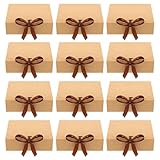 VUTYNKO 12 Stück Geschenkbox mit Deckel, 16x16x5cm Kraftkarton Geschenkkarton, Braun...