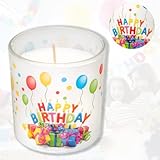 Candelo Hochwertige Geburtstags Kerze im Glas Ambiente – Happy Birthday Kerze – 8cm x 7cm - 25...