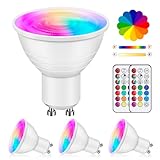 Liuyife 4 Stück 5W GU10 Dimmbarer Mehrfarbiger LED-Strahler, Farbwechselbirne Mit Fernbedienung,...