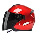 Bluetooth-Jet-Motorradhelm, Open-Face-Scooter-Helm, Motorradhelme, mit Doppelvisier, integriertem...