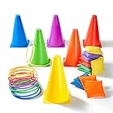 Paochocky 30 Pcs 3 in 1 Werfen Spiel Spielset, Enthält Nylon Sitzsäcke, Weiche Kegel und...
