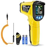 Infrarot Thermometer Laser MESTEK Temperaturmessgerät mit K-Sonde IR Pyrometer -50°C bis 800°C...